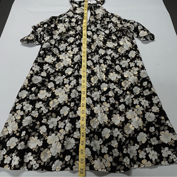 Candies Womens Floral Mini Dress Size M Halter Metallic Gold Black Y2K Fairy - Picture 12 of 15